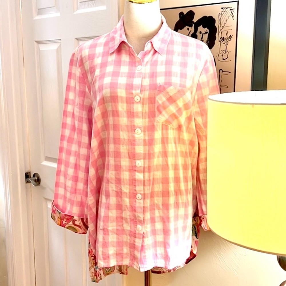 Shana,Fantastic Pink-Gingham Button-Up Shirt,Iconic SHANA,Excellent Condition - Picture 8 of 9